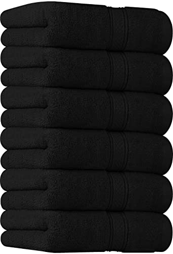 Utopia Towels - Toallas de Mano Grandes de algodón multipropósito para baño, Manos, Cara, Gimnasio y SPA - Dimensiones 41 cm x 71 cm - Paquete de 6 (Negro)