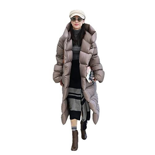WSPDSD Chaqueta de invierno para mujer, chaqueta gruesa y cálida, edredón, abrigo largo grueso, chaqueta cálida para la nieve con capucha para mujer, gris,XL