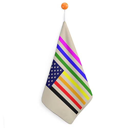 LGBT - Toalla de mano con diseño de bandera del orgullo gay con lazo para colgar para baño, cocina, hogar