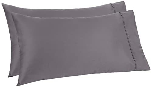 Amazon Aware - Juego de 2 fundas de almohada, 100 % algodón orgánico, 300 hilos, 50 x 80 cm, color gris oscuro