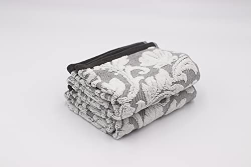 Lex's Linens Paquete de 2 toallas de invitados jacquard floral (gris)