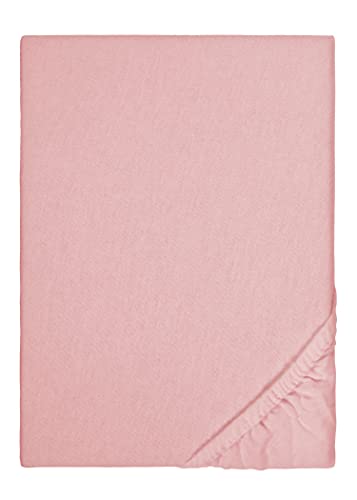 Biberna 2744/114/041 - Sábana bajera ajustable elástica, franela 100% algodón, ultrasuave e extensible, para una cama de 140 x 200 cm, hasta 160 x 200 cm, color rosa viejo