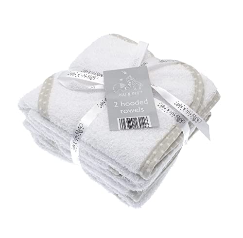 Elli & Raff - 2 toallas con capucha para bebé, suaves, blancas, para baño, 100 % algodón