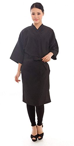 Bata Estilo Kimono para Clientes de Salón de Peluquería – 109 cm Largo (Negro)