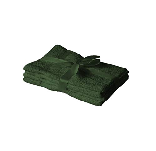 Exklusiv Heimtextil Juego de 4 toallas de invitados, 30 x 50 cm, verde oscuro