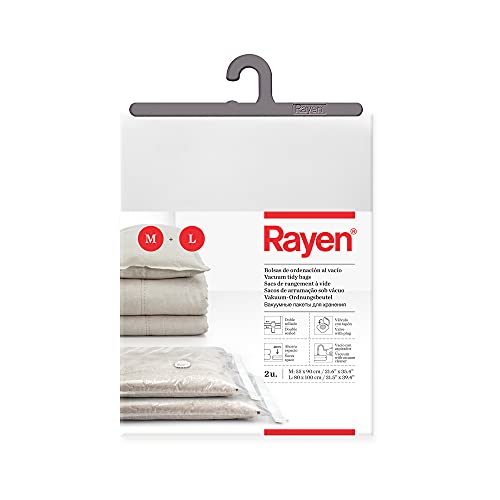Rayen - Bolsas al vacío para ropa. Fundas de almacenaje de ropa al vacio. Pack de 2 bolsas (55 x 90 cm y 80 x 100 cm). Transparente