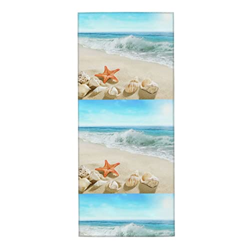Toalla absorbente de estrella de mar de concha de playa de 12 x 27.5 pulgadas para baño, playa, despedida de soltera, lavable a máquina y reutilizable