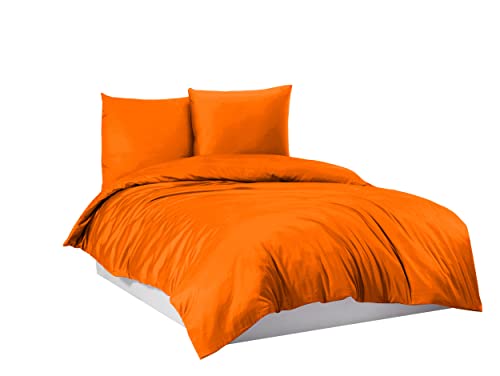 Juego de ropa de cama con funda nórdica 100% algodón, color naranja, 200 x 220 cm
