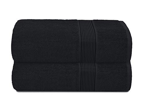GLAMBURG Juego de 2 Toallas de baño de algodón de Gran tamaño, 100 x 150 cm, Grandes Toallas de baño, Ultra Absorbente, Compacto, Secado rápido y Ligero, Color Negro