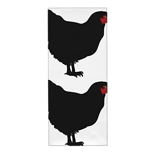 SAINV Toalla absorbente de pollo negro de 12 x 27.5 pulgadas para baño, playa, despedida de soltera, lavable a máquina y reutilizable