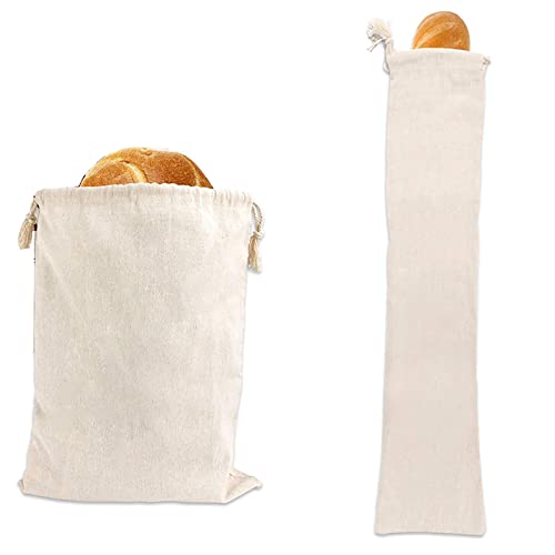 HREDZEO Bolsa de Pan,2 Pcs Bolsas de Pan de lino Reutilizables Bolsa de Pan Ecológica de lino Orgánico Para Pan Casero Bolsa de Almacenamiento de Alimentos Bolsas de Almacenamiento de Pan