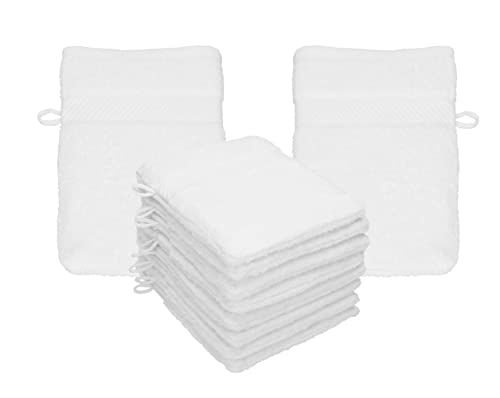 Betz Paquete de 10 Manoplas de baño Palermo 100% algodón tamaño 16x21 cm (Blanco)