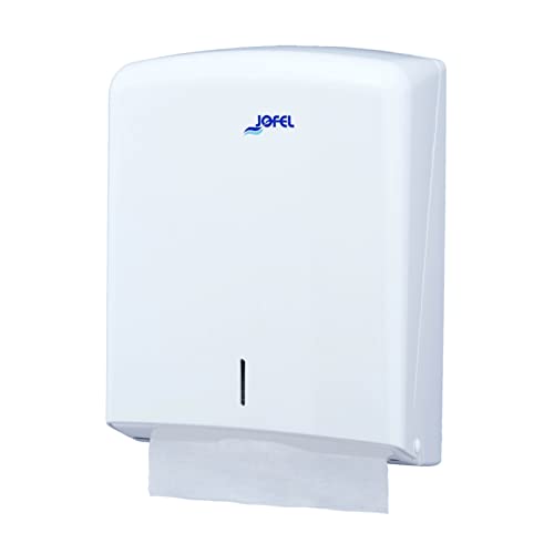 Jofel AH33000 - Dispensador de toallas formato zig-zag, admite 600 toallas, color blanco