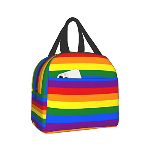 Bolsa de almuerzo con aislamiento de la bandera del orgullo del arco iris para mujeres y hombres, caja de almuerzo, contenedor, bolsas de mano más frescas a prueba de fugas reutilizables para oficina,