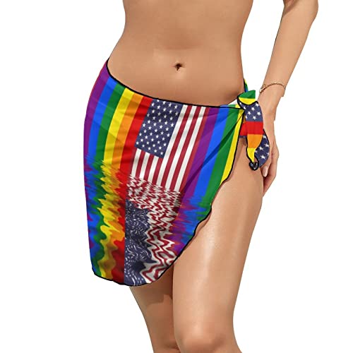 Bandera del Orgullo Pareo Sarong Mujer Bikini Cover Up Cubiertas Falda De Gasa De Bañador Traje De Baño L