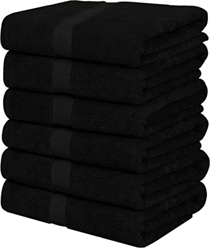 Utopia Towels Paquete de 6 Juego de Toallas de baño, 100% algodón Hilado en Anillo (60 x 120 CM) Mediana, Alta absorción, Secado rápido, Toallas de Hotel, SPA y baño de Primera Calidad (Negro)