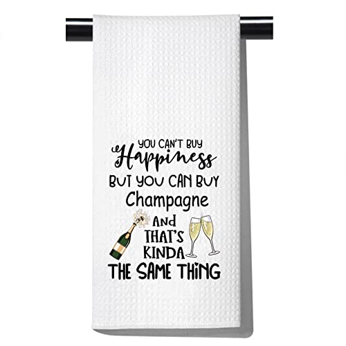 POFULL You Can't Buy Happiness Toalla de cocina para el amante del champán Decoración de fiesta de inauguración de la casa (no puedes comprar una toalla)