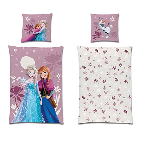 Disney CTI 43999 Frozen/Ice Queen - Juego de funda nórdica y funda de almohada (135 x 200 cm y 80 x 80 cm), diseño de Frozen/Ice Queen, color rosa