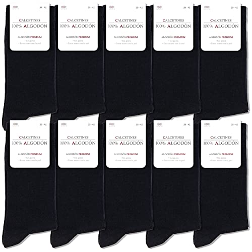 Occulto calcetines 100% algodón hombre pack de 10-20 pares (modelo: Ingo) 10 Pares | Negro 39-42