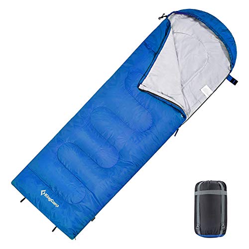 KingCamp Serie Oasis Saco de Dormir con cabecero para Adultos, Ligero, para 3 Estaciones del año, 220 x 75 cm, Azul