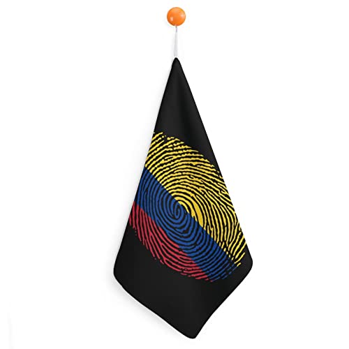 Toalla de mano con diseño de bandera de Colombia, suave con lazo para colgar, para baño, cocina, hogar