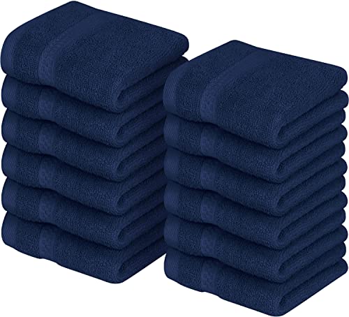 Utopia Towels - Juego de Toallas Premium (30 x 30 cm, Azul Marino) 100% algodón para la Cara, Toallas Altamente absorbentes y de Tacto Suave para la Punta de los Dedos (Paquete de 12)