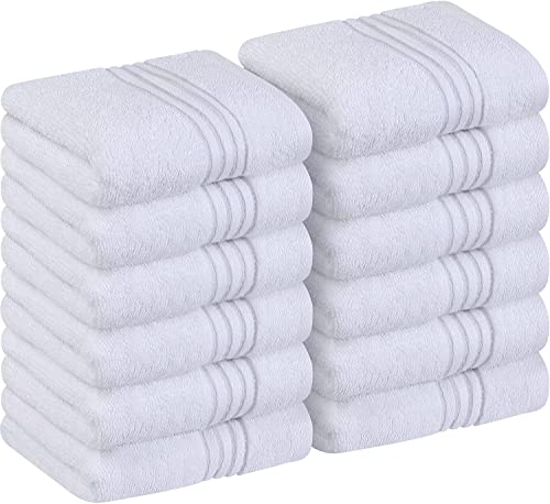 Utopia Towels - Juego de Toallas de Lujo 30 x 30 CM Blanco - Toallas de Franela Altamente absorbentes (Paquete de 12)