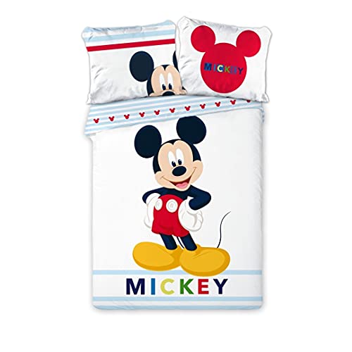 Disney nordica Mickey Cama 90cm Algodon Juegos de sábanas y Fundas de Almohada Infantiles, Multicolor, Único
