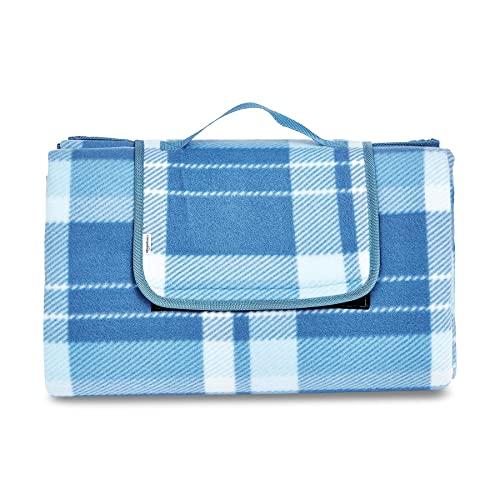 Amazon Basics - Manta para pícnic con base impermeable, 200 x 200 cm Blanco/Azul