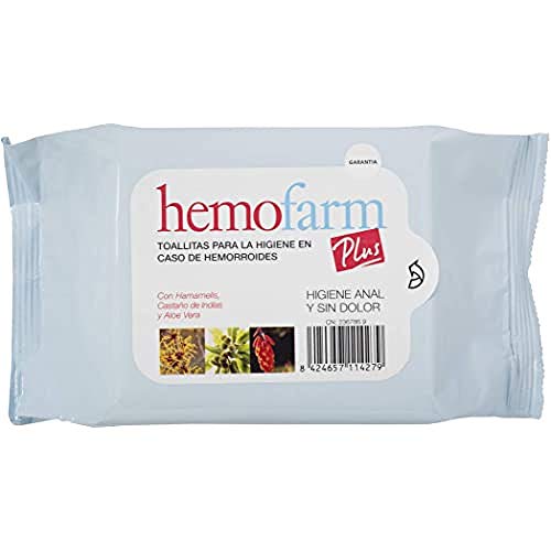 HEMOFARM PLUS - Toallitas húmedas dermatológicas individuales, Calman y refrescan, Para hemorroides, 40 Unidades