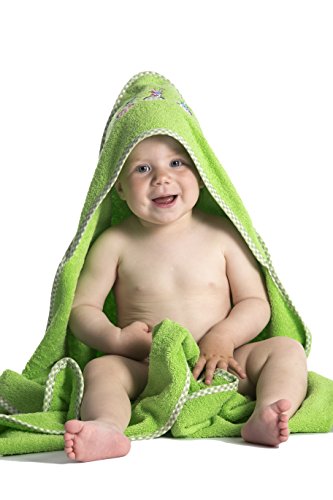 ZOLLNER Toalla bebé con Capucha Grande, algodón, 100x100 cm, Verde
