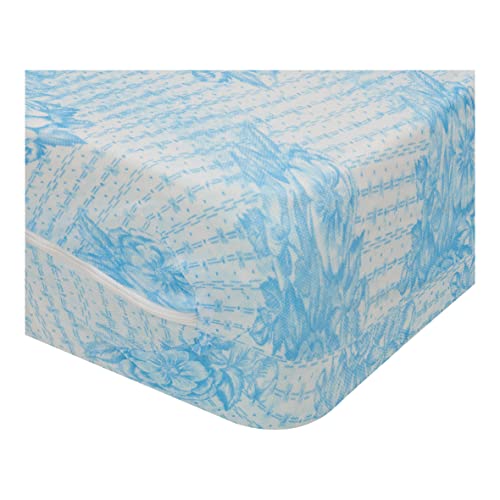 DECASATEXTIL®- Funda de colchón elástica con Estampado Floral -Azul - Disponible en Diferentes Medidas – Transpirable, Adaptable. (Cama 135)