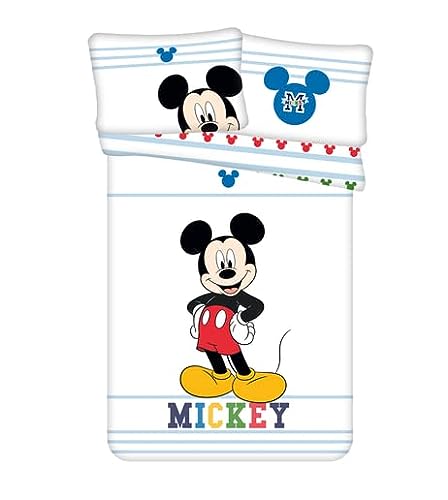 Jerry Fabrics F - Juego de funda nórdica - Mickey Mouse - Disney - 2 piezas - Niño - Funda nórdica para bebé - Reversible - 100 x 135 - Funda de almohada - 40 x 60 cm Ropa de cama - 100% algodón
