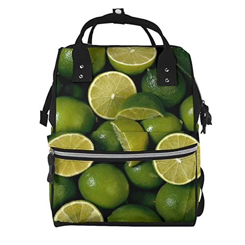 Bolsa de pañales para mujeres y hombres, mochila de lona de gran capacidad, mochila de viaje duradera de cactus tropical, Lima Verde Fresca, Talla única