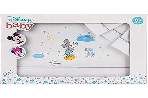 Interbaby MK003-18 - Sábanas Cuna Disney Mickey, Blanco y Gris