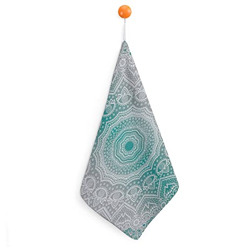 Mandala Ombre - Toalla de mano con patrón de geometría sagrada y oculta, suave pañuelo con lazo para colgar para baño, cocina, hogar