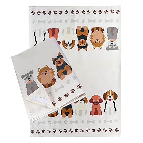 SPOTTED DOG GIFT COMPANY Paños de Cocina Algodón 100% 50 x 70 cm, Juego de 2, con un Diseño de Perros, para los Amantes de los Perros y Animales