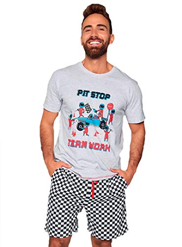 MUYDEMI 9121-320023-UNICO-L - Pijama Hombre Verano Pit Stop Carreras Hombre Color: Unico Talla: Large