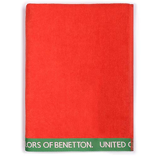 UNITED COLORS OF BENETTON- Toalla de playa 90x160cm 380gsm velour 100% algodón rojo Casa Benetton, 90x160