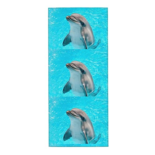 SAINV Toalla absorbente de delfines lindos de 12 x 27.5 pulgadas para baño, playa, despedida de soltera, lavable a máquina y reutilizable