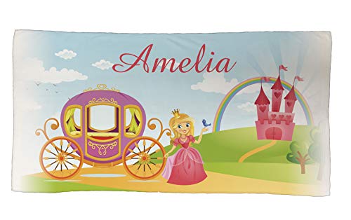 MakeThisMine - Toalla de Princesa para niños, Personalizable, 50 x 100 cm, Cualquier Nombre, Colorido, baño, Playa, algodón
