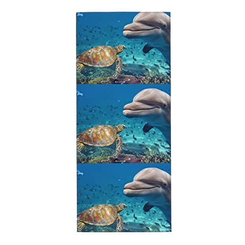 SAINV Toalla absorbente de tortuga y delfín de 12 x 27.5 pulgadas para baño, playa, despedida de soltera, lavable a máquina y reutilizable
