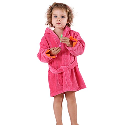 MICHLEY Bebé Ropa Niños Niñas Albornoz Capucha manta Toalla Pijamas Baño Algodón Animale para (Rosa 3-5T)