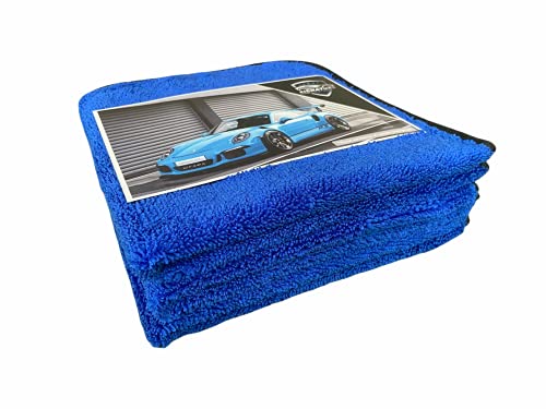 Topteck Signature Car Care - 3 toallas de secado de microfibra (45 cm x 45 cm), paño de secado súper absorbente, pulido, pulido y accesorios de limpieza de coche
