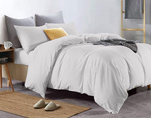 Euphoric Gifts 100% algodón puro (algodón egipcio), 4 piezas, juego completo de funda nórdica para cama doble, color gris claro, 2 fundas de almohada y 1 sábana bajera (gris claro, doble).