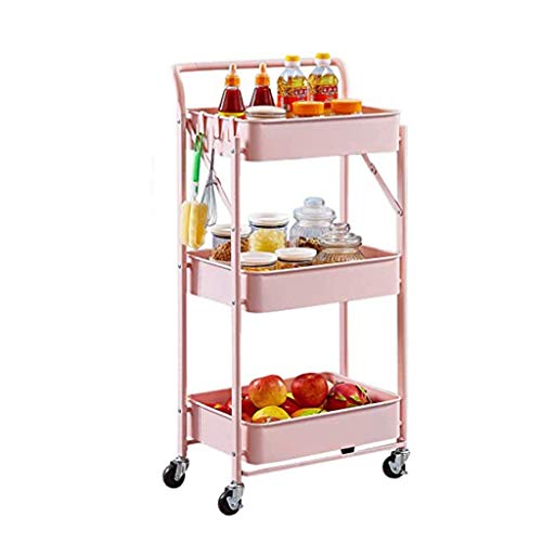 NOALED Carro de Almacenamiento de 3 Niveles, Carro de Almacenamiento, Organizador de estanterías Multiusos para Oficina, Cocina, Dormitorio, baño (Color : Pink) Uesful (Ivory) (Pink)