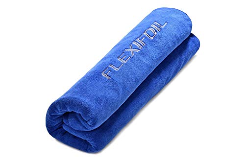 Flexifoil Toalla de Playa de Microfibra Secado rápido - Camping natación Senderismo Yoga Pilates Toalla de Microfibra livianas Color Azul Extragrande, 180x100 cm