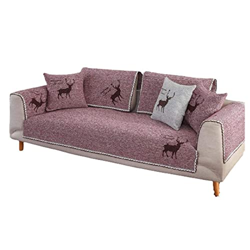 WREEE Funda de sofá de Lino en Forma de L de algodón, Funda para reposabrazos, Toalla, cojín de sofá, Fundas para sofá seccional, Funda de cojín para sofá seccional, Funda de algodón