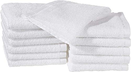 Amazon Basics Paños de algodón (30,5 x 30,5 cm), Paquete de 12, Blanco