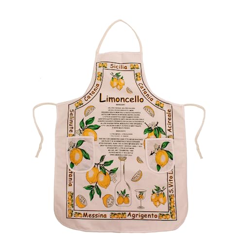 Viterbo Biancheria Juego de 12 delantales de toallas de cocina en Panamá, dorado, limoncello limones, 60 x 82 cm, 7930, Color blanco., talla unica